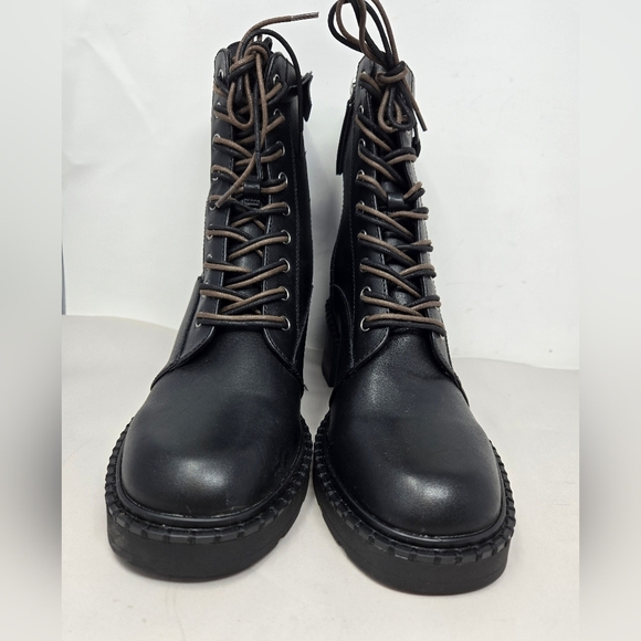 Zodiac Combat Women's Paxon Boots Sz 9.5M Black Faux Leather Lace & Zip Heeled - Picture 2 of 13